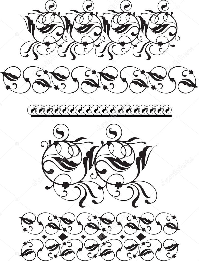 Set of calligrafic florish decoration design elements dividers, 