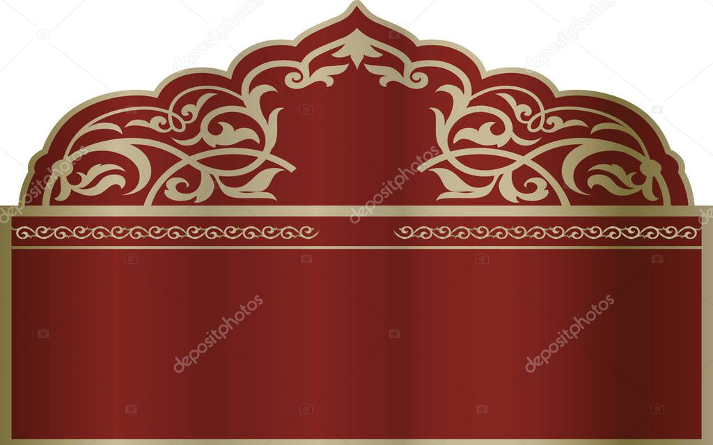 Oriental floral ornament  as template for banner label.