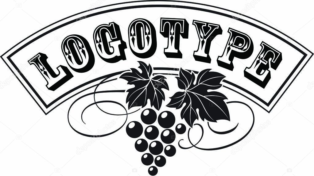 Grape bunch with leaves as wine logo design template.