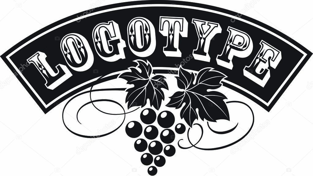 Grape bunch with leaves as wine logo design template.