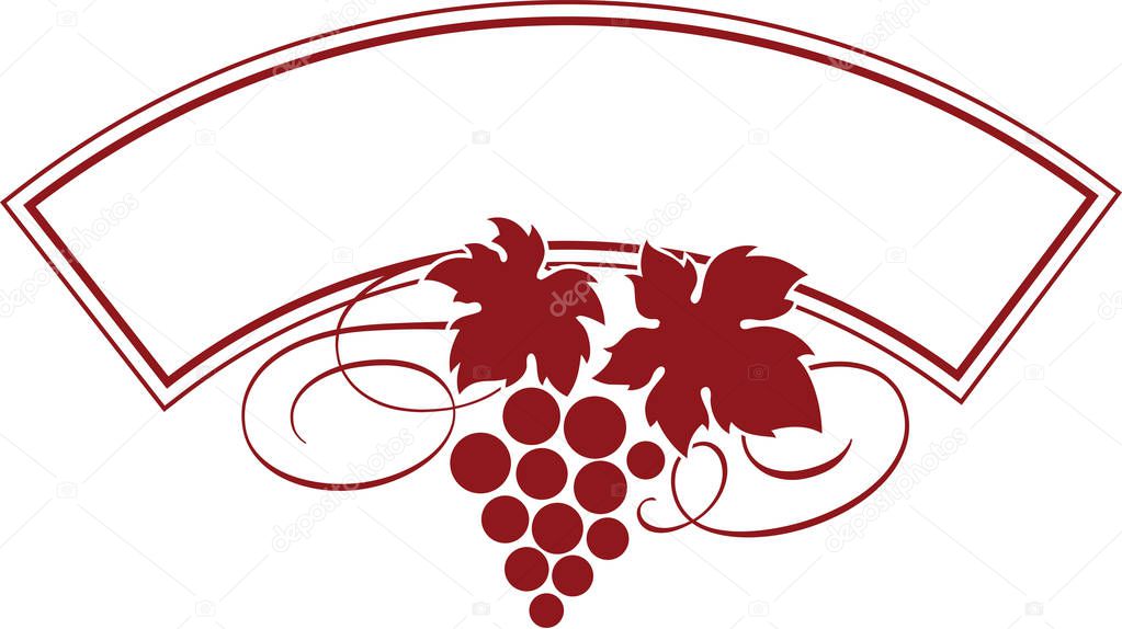 Grape bunch with leaves as wine logo design template.