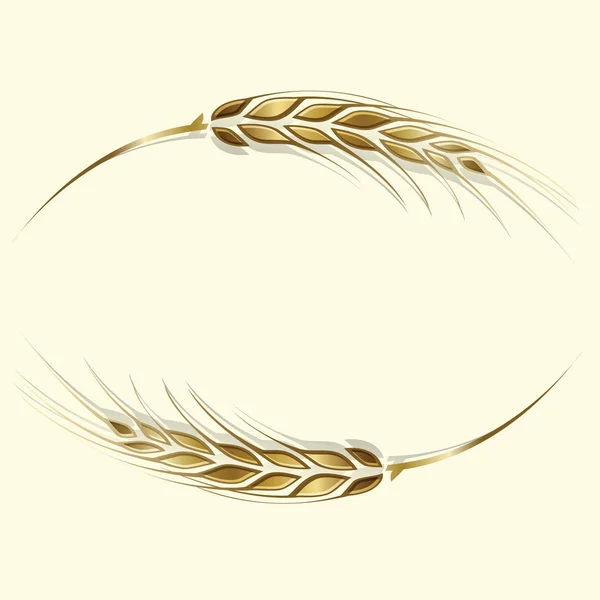 Gold dojrzałej pszenicy uszy ramki, obramowanie lub narożnik elementu. — Wektor stockowy