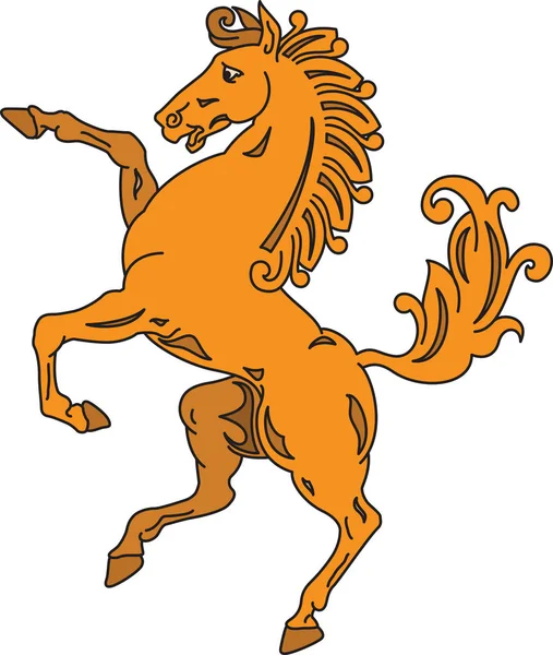 Uppfödning upp häst Silhouette heraldiska symbol. — Stock vektor