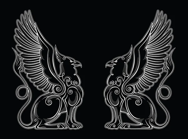 Μυθικό πλάσμα δύναμη και δύναμη σύμβολο αετός διάνυσμα — Διανυσματικό Αρχείο