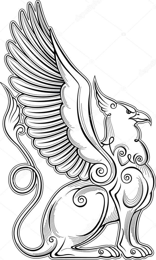 Gryphon mythical creature power and strength symbol vector eagle