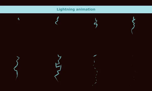 Yıldırım animasyon kareleri çizgi film oyun için vektör — Stok Vektör