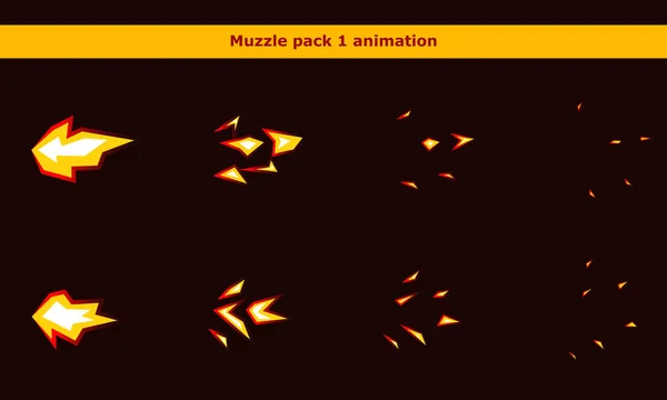 Yangın silah namlu animasyon kareleri için çizgi film oyunu