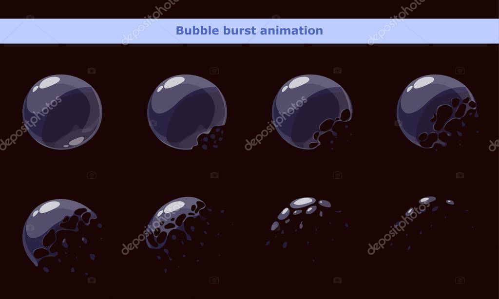Cartoon bubble animation frames for game or video effects.