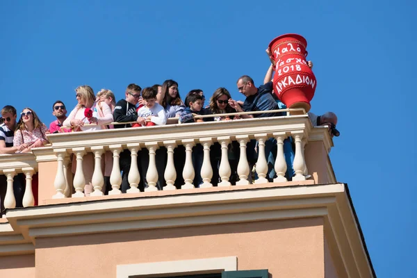 Corfu Yunanistan Nisan 2018 Corfians Kil Tencere Windows Balkon Kutsal — Stok fotoğraf