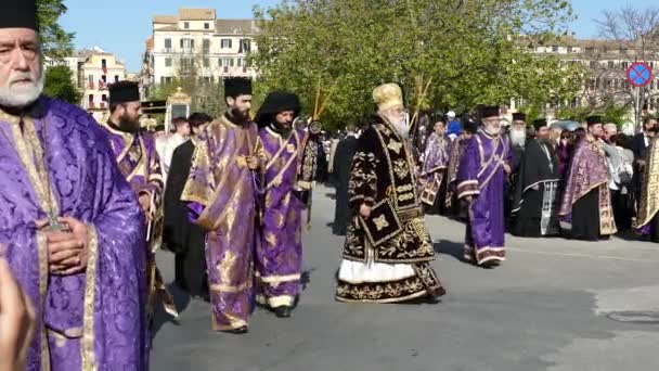 Κέρκυρα Ελλάδα Απριλίου 2018 Επιτάφιος Και Λιτανεία Του Αγίου Σπυρίδωνα — Αρχείο Βίντεο