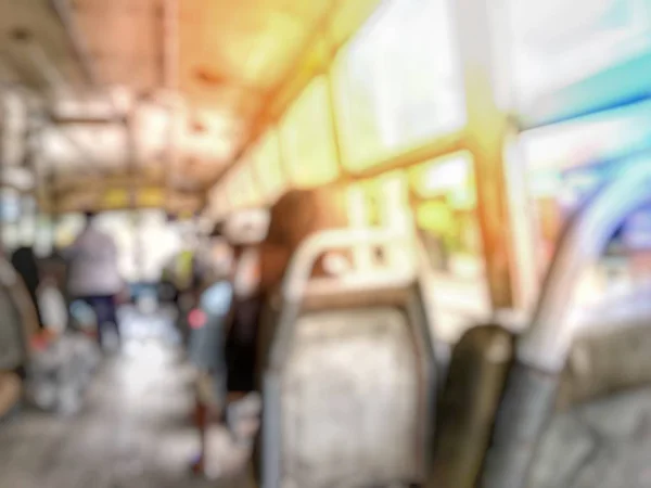 Абстрактное Размытое Изображение Людей Автобусе Утром Таиланде Вид Изнутри Пассажирами — стоковое фото