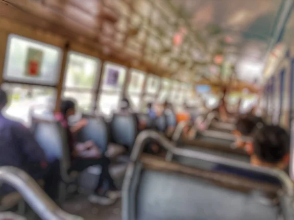 Abstract Blurred Image Background People Bus Morning Thailand View Passengers — Stock Photo, Image