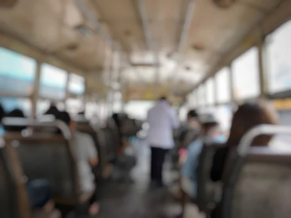 Résumé Image Floue Arrière Plan Des Gens Dans Bus Matin — Photo