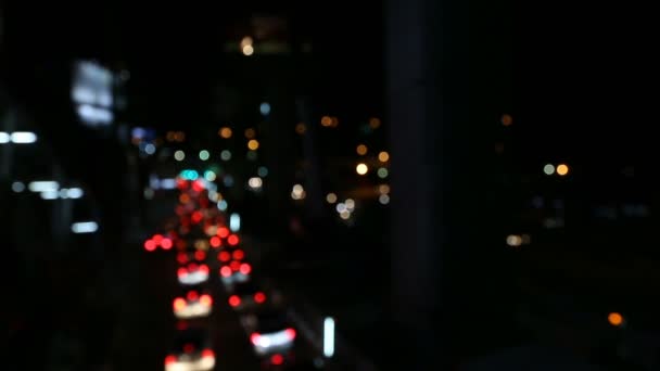 Lichten Straat Het Midden Van Nacht Nachtverkeer Van Grote Stad — Stockvideo