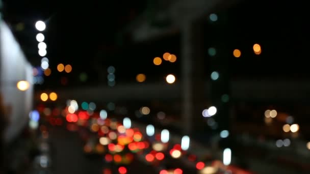 Luces Calle Medio Noche Tráfico Nocturno Gran Vista Carretera Ciudad — Vídeo de stock