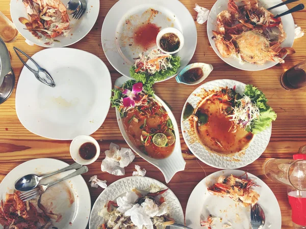 Família Amigos Festa Verão Jantar Conjunto Frutos Mar Flat Lay — Fotografia de Stock