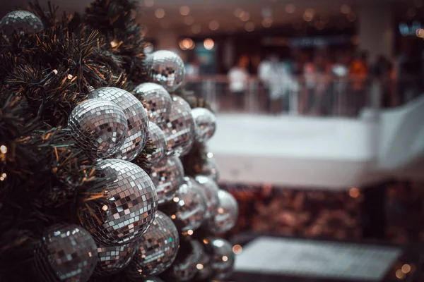 Imagem Turva Decorações Natal Árvore Natal Com Espaço Cópia Luz — Fotografia de Stock
