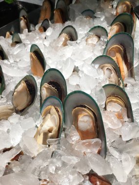 Taze çiğ istiridye ve buz getirin.