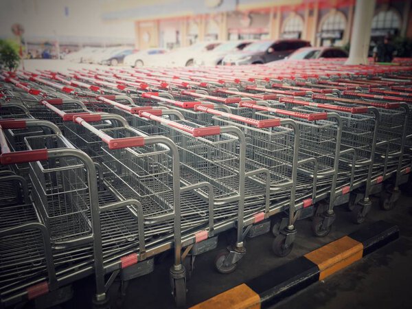 Close up shot of shopping carts 
