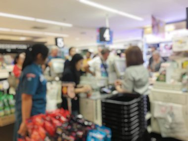 Grup alışveriş insan bulanık görüntü. Alışveriş kavramı.