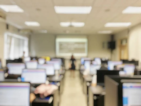 Concetto Istruzione Immagine Offuscata Della Tecnologia Apprendimento Degli Studenti Workshop — Foto Stock