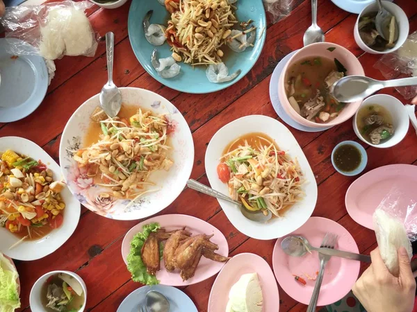 Des Plats Asiatiques Restauration Des Aliments Savoureux — Photo