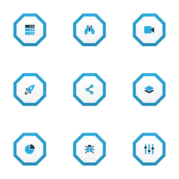 Användaren ikoner färgade set med lager, server, dela och andra nivå element. Isolerade illustration användaren ikoner. — Stockfoto