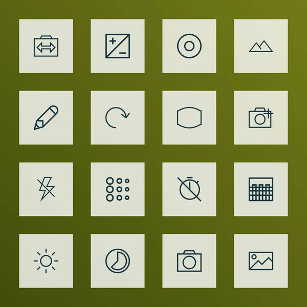 Photo icons line style set with filtration, photography, pen and other flash off elements. Isolated  illustration photo icons. — Stock Photo, Image