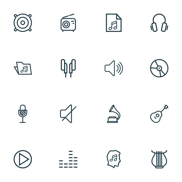 Multimedia icons line style set with microphone, radio, play and other wireless elements. Isolated  illustration multimedia icons. — Stock Photo, Image