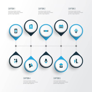 Anneler günü simgesi renkli tasarım konsepti. Tatil, dadı ve cep telefonu 10 gibi öğeleri kümesi. Kalp, kadın ve anne için güzel sembolleri.