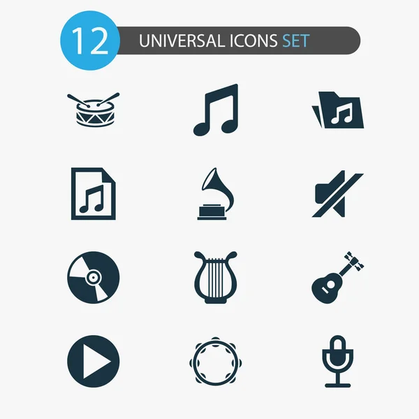 Audio icons set with gramophone, harp, mute and other lyre elements. Isolated  illustration audio icons.