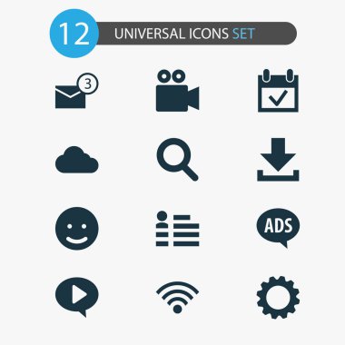 Internet simgeleri bildirim, sosyal sayfa, olay ve video diğer öğeleri ile ayarlayın. İzole vektör çizim Internet simgeleri.