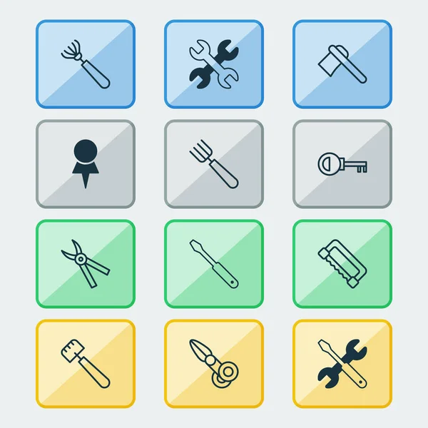 Instrument icons set with scissors, trowel, destination and other password elements. Isolated  illustration instrument icons. — Stock Photo, Image