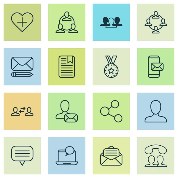 Communication icons set with group, member, speaking people and other online letter elements. Isolated  illustration communication icons.