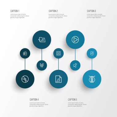 Ses simge stil radyo, sevgilisi, oyun ve diğer şablon öğeleri kümesi satır. İzole illüstrasyon ses simgeler.