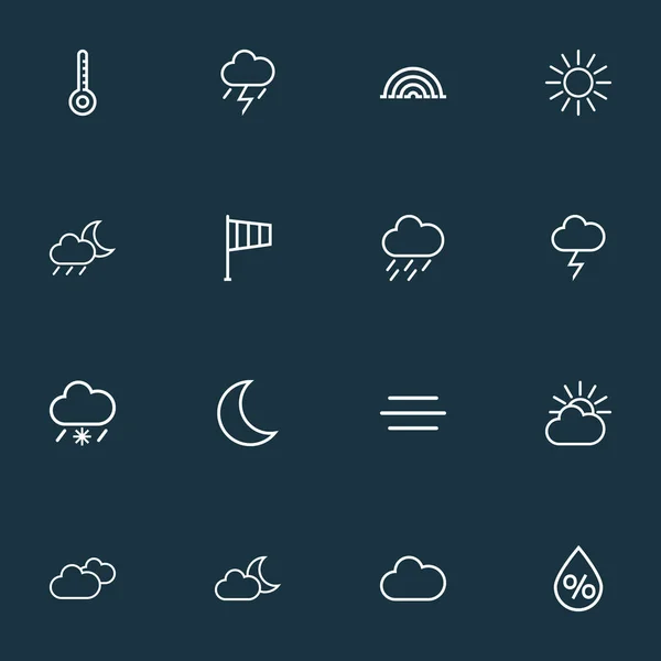 Air Icons Line Style Set mit Mondschein, Thermometer, Lichtbogen und anderen Windsack-Elementen. isolierte Illustration Luftikonen. — Stockfoto