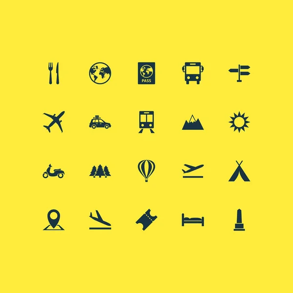 Journey icons set with bus, sun, train and other pickup elements. Isolated  illustration journey icons. — Stock Photo, Image