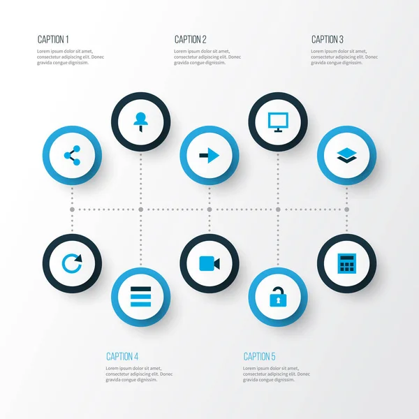 User icons colored set with layer, reload, display and other pushpin elements. Isolated  illustration user icons. — Stock Photo, Image