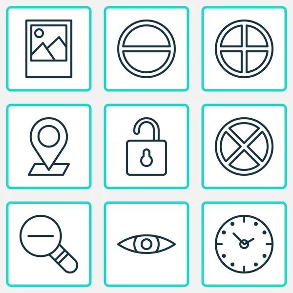 Network icons set with plus, open lock, eyes and other unlock elements. Isolated vector illustration network icons.
