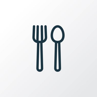 Restoran simgesi çizgisi sembolü. Moda tarzında birinci kalite izole kafe ögesi.