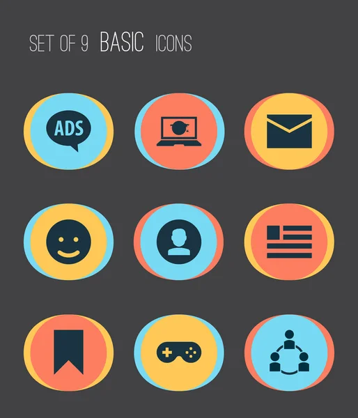 Social icons set with message, questionnaire, emoji and other picture elements. Isolated  illustration social icons.