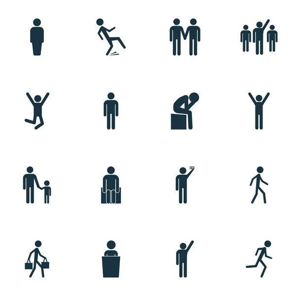 Icone personalizzate con elementi di jogging, gioia, leader e altri elementi di caduta. Isolato illustrazione persona icone . — Foto Stock