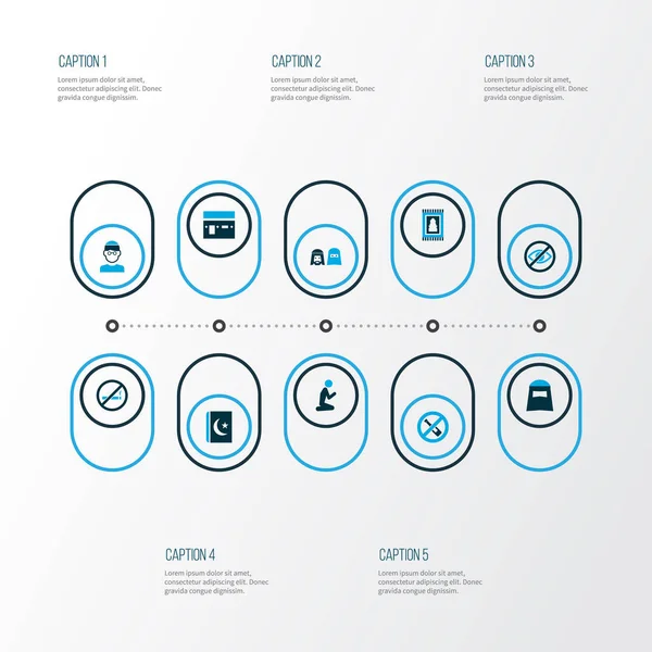 Din simgeler kümesi ile yasak, halı, renkli gözlerini ve diğer yasak öğeleri daha düşük. İzole vektör çizim din simgeler.