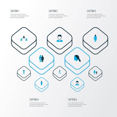 İnsanlar simgeler kümesi Anne, akıllı bir adam, kadın ve diğer istemci öğeleri ile renkli. İzole vektör illüstrasyon insanlar simgeler.