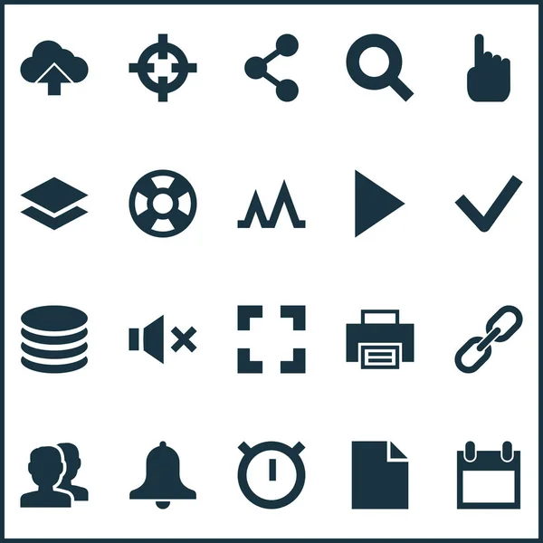 Conjunto de iconos de usuario con búsqueda, link, mute y otros elementos sociales. Iconos de usuario de ilustración vectorial aislado . — Vector de stock