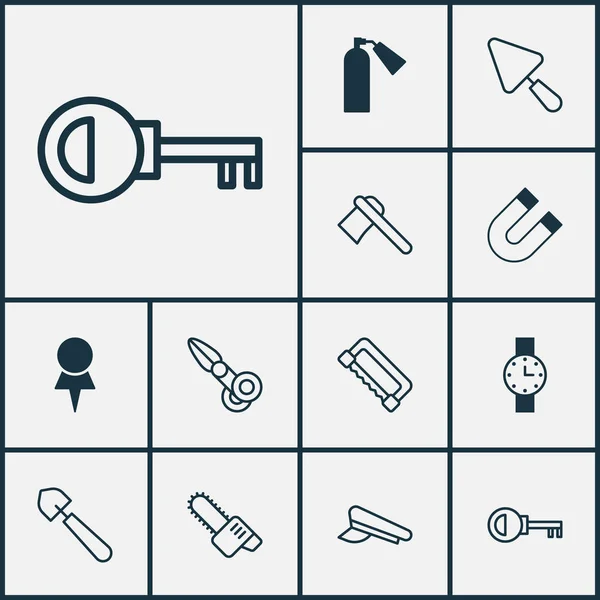 Apparatus icons set with pilot hat, destination, scissors and other scoop  elements. Isolated  illustration apparatus icons.