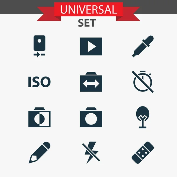 Image icons set with nature, flash off, iso and other photo apparatus elements. Isolated  illustration image icons.