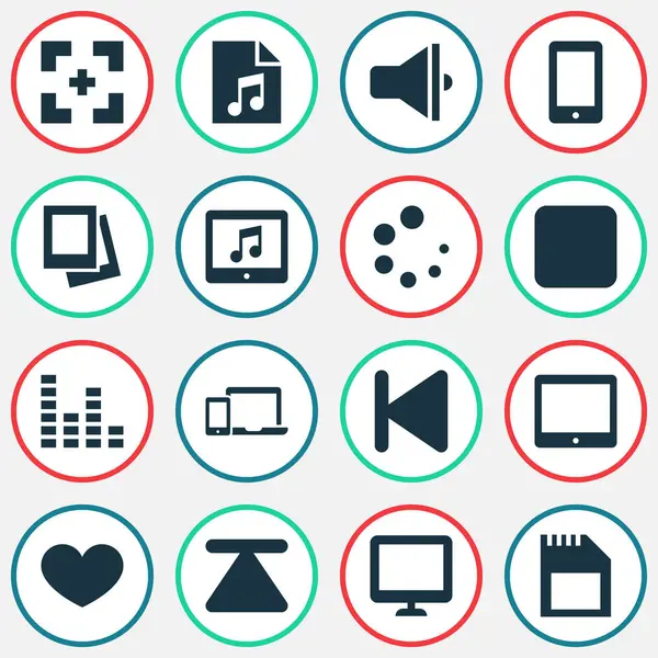 Music icons set with loudspeaker, gallery, gadget and other eject elements. Isolated  illustration music icons. — Stock Photo, Image