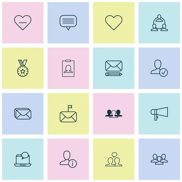 Communication icons set with team, staff, important mail and other delete elements. Isolated  illustration communication icons.