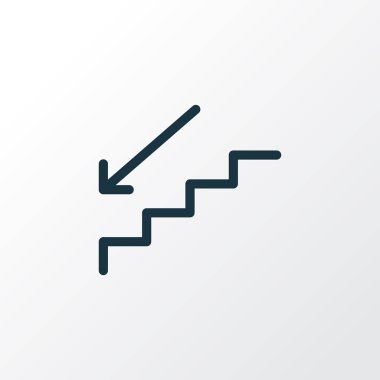 Merdiven simgesi satır sembolü. Premium kalite izole adımları moda stil öğesinde aşağı.